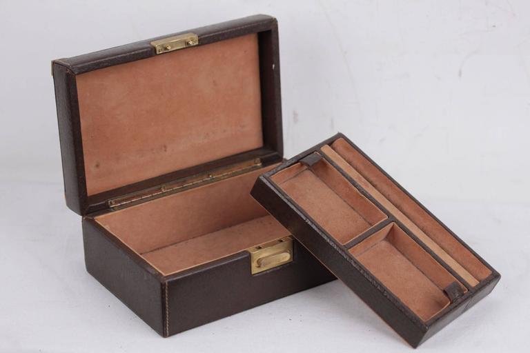 GUCCI Italian VINTAGE Brown Suede and Leather JEWELRY BOX Case at