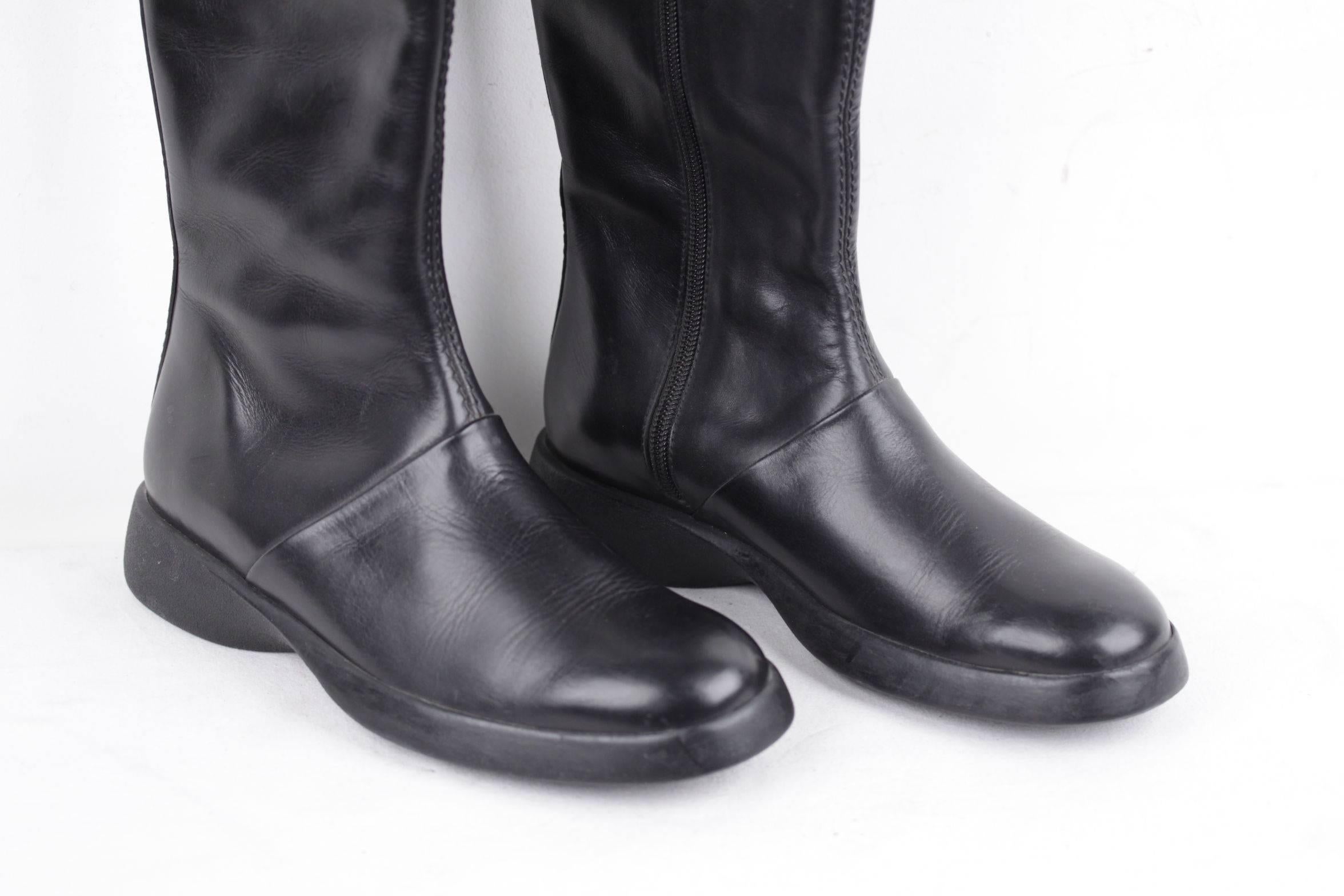 HOGAN Italian Black Leather BOOTS Shoes w/ RUBBER Sole SIZE 36 IT  5