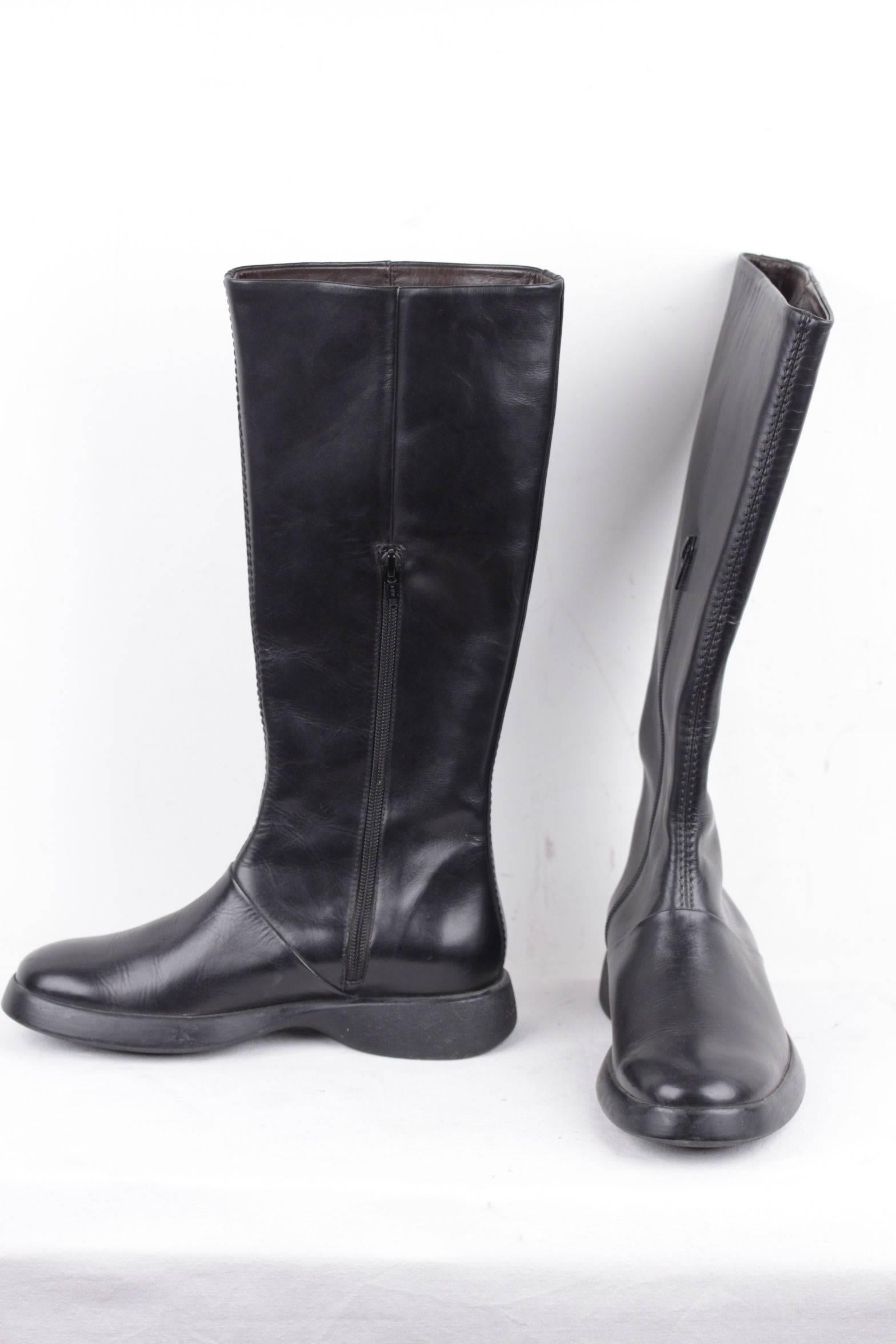HOGAN Italian Black Leather BOOTS Shoes w/ RUBBER Sole SIZE 36 IT  3