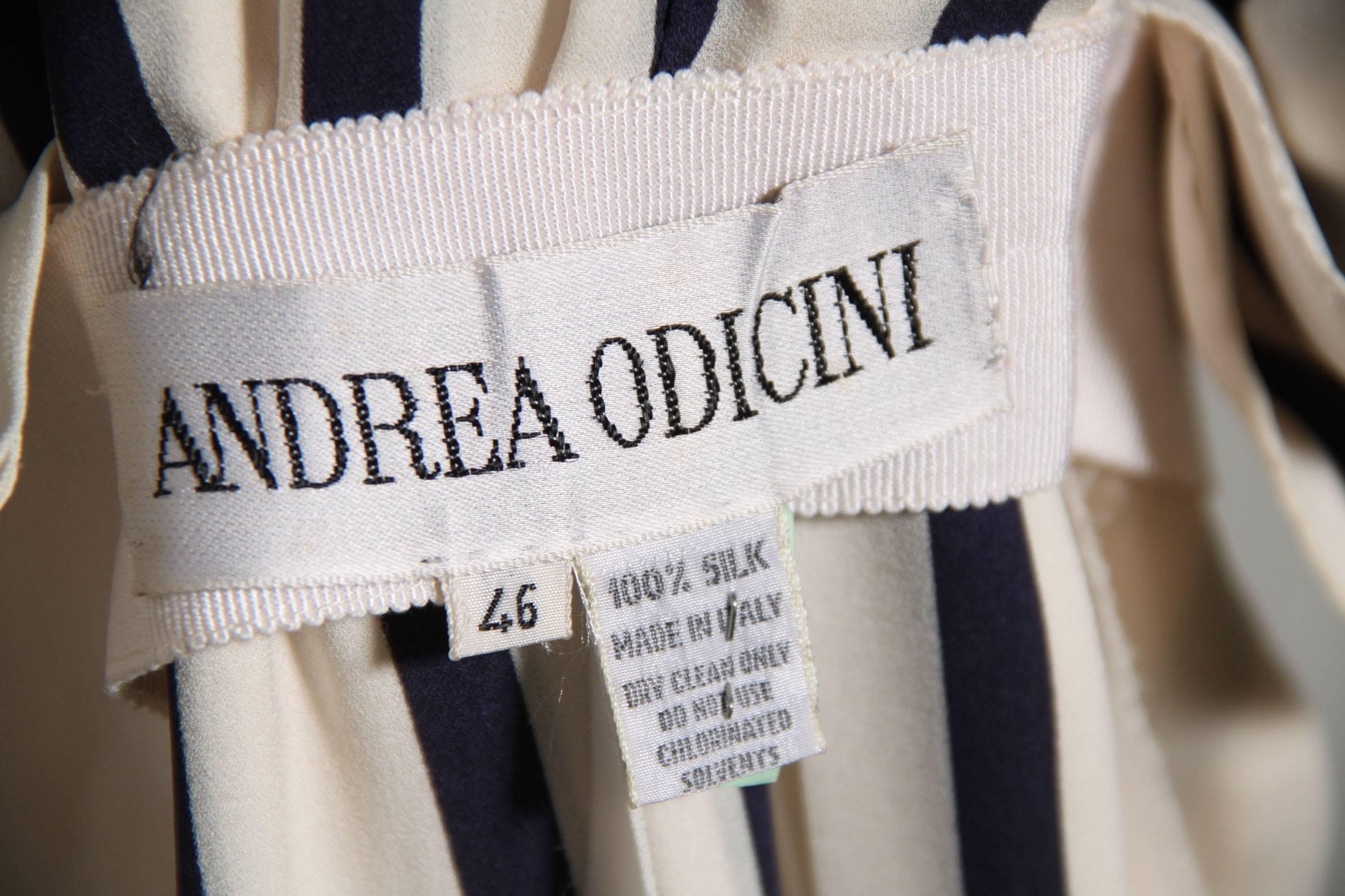 Andrea Odicini Italian Authentic Vintage White and Navy Striped Shirt Dress 4