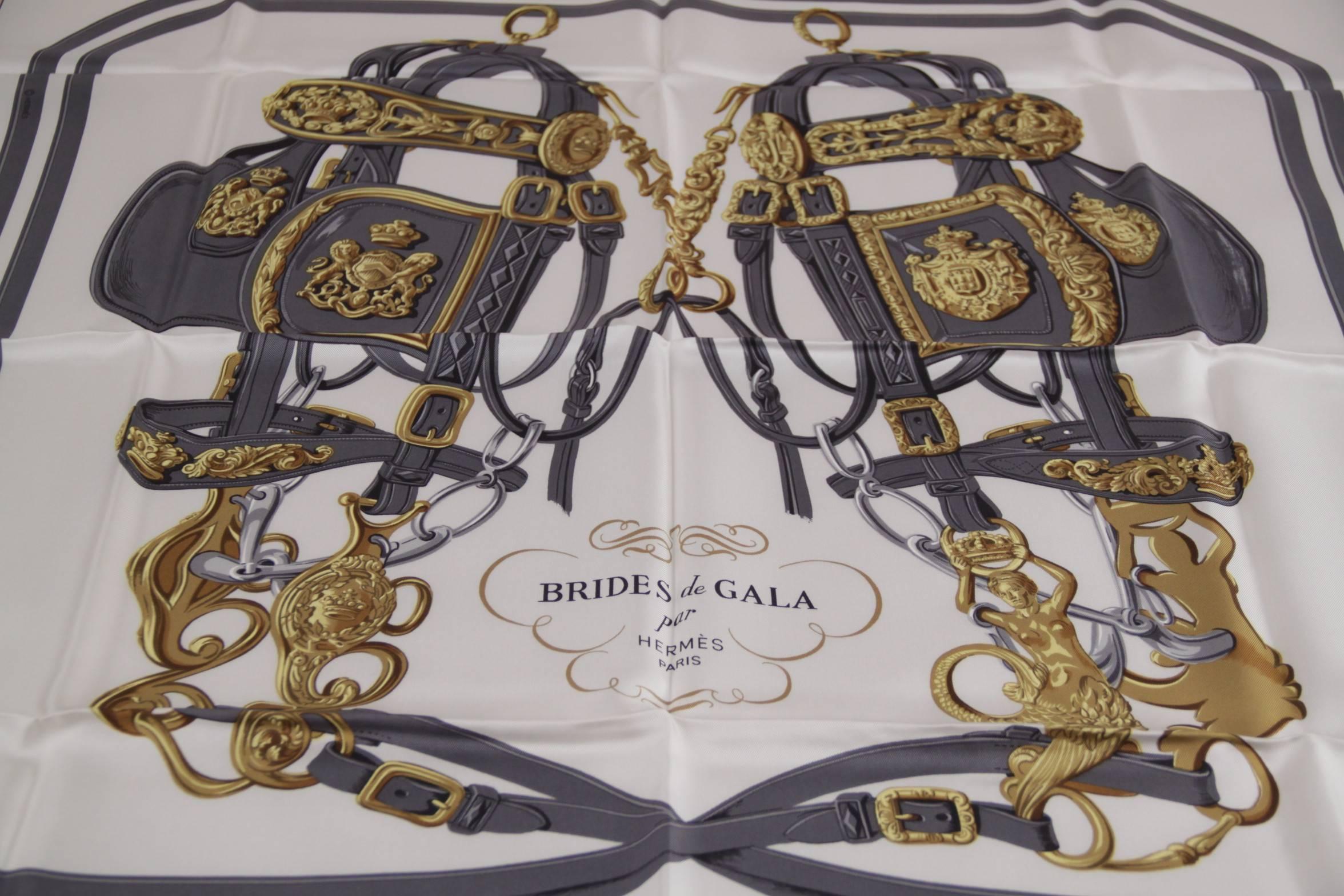HERMES PARIS Vintage Silk SCARF BRIDES DE GALA Hugo Grygkar 1957 Pink In Excellent Condition In Rome, Rome