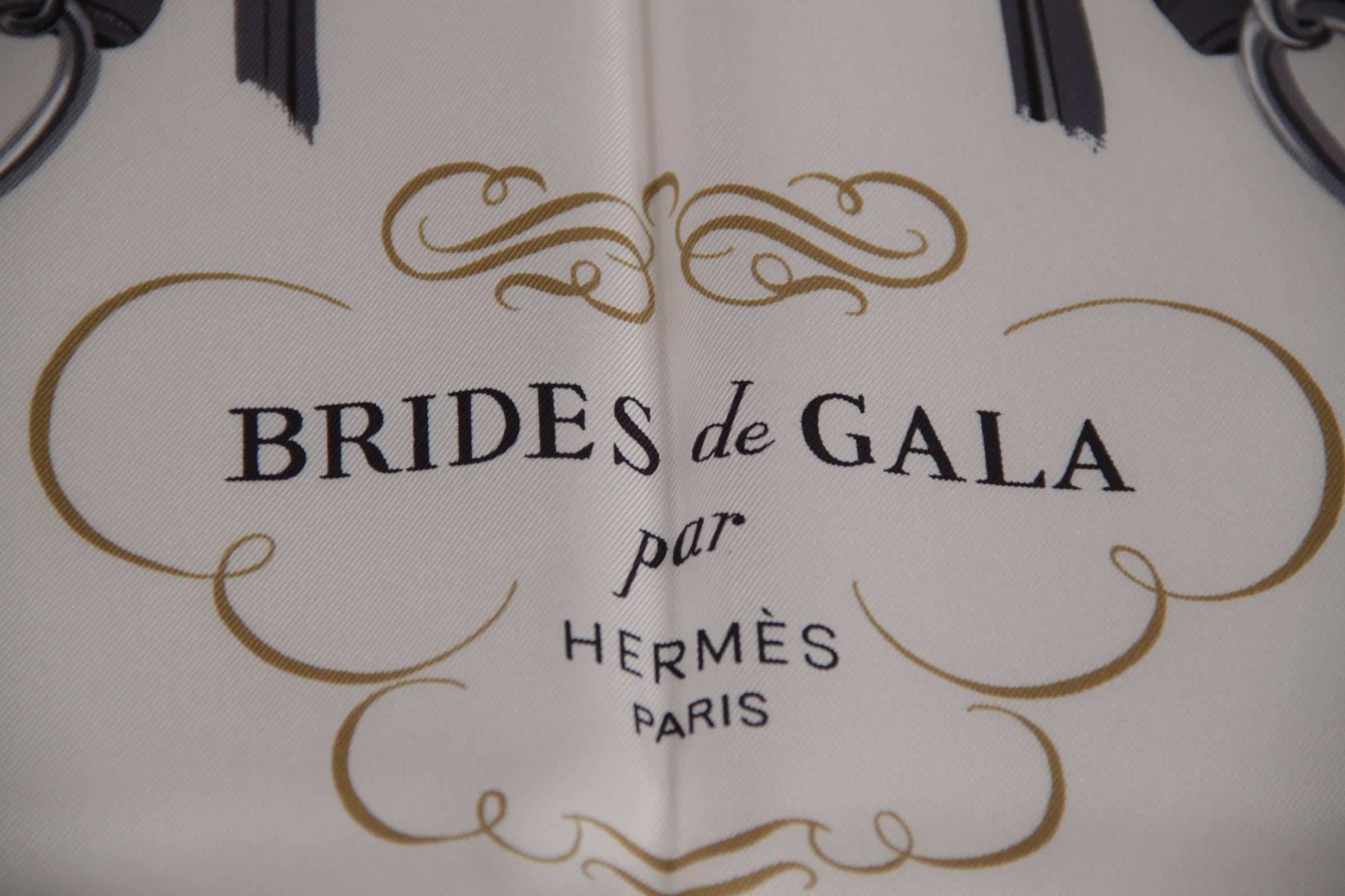 Women's HERMES PARIS Vintage Silk SCARF BRIDES DE GALA Hugo Grygkar 1957 Pink 