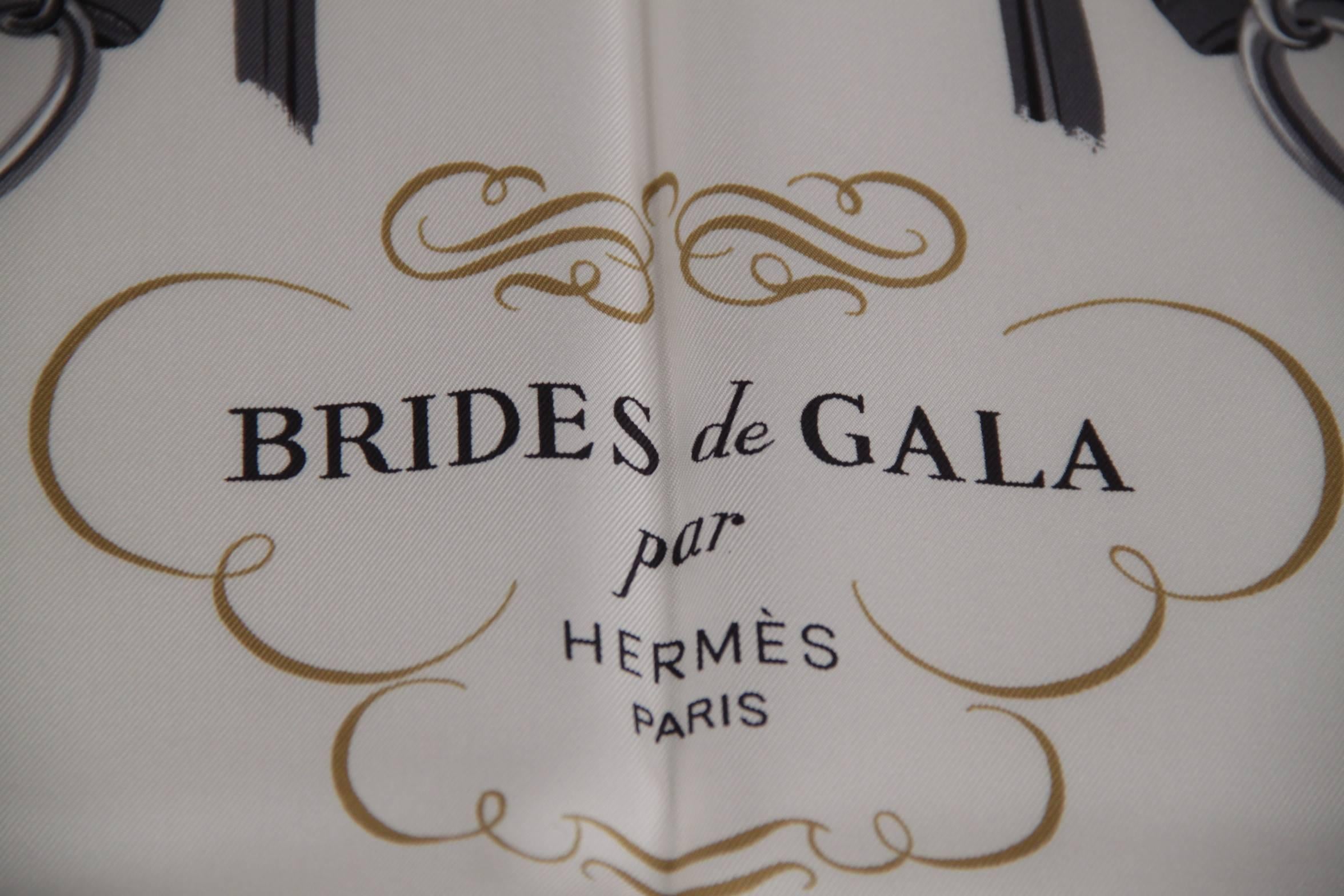 Women's HERMES PARIS Vintage Silk SCARF BRIDES DE GALA Hugo Grygkar 1957 Pink