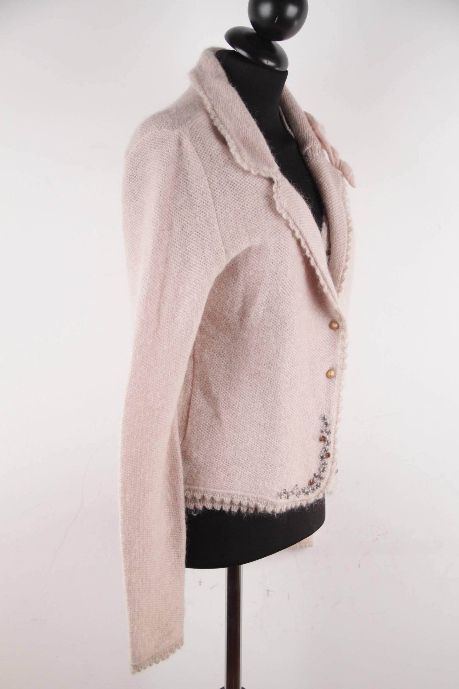 ERMANNO SCERVINO Italian Pink KNIT Wool Blend JACKET & TOP Set SIZE 44 IT  In Good Condition In Rome, Rome
