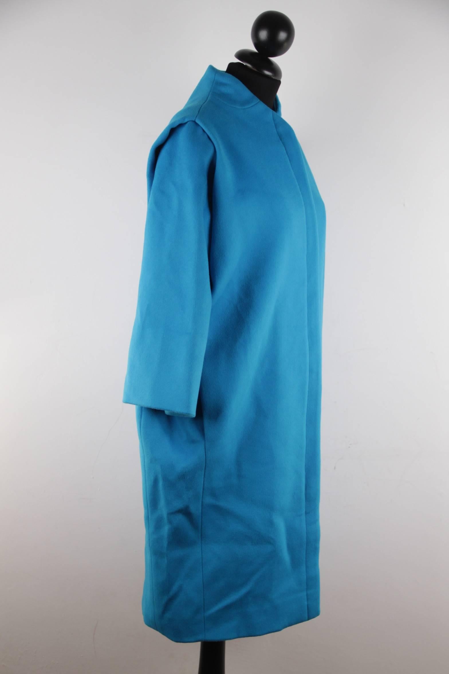 VERSACE Turquoise Wool BUSTIER DRESS & COAT Set SUIT 2007 Fall Collection 40 In Good Condition In Rome, Rome
