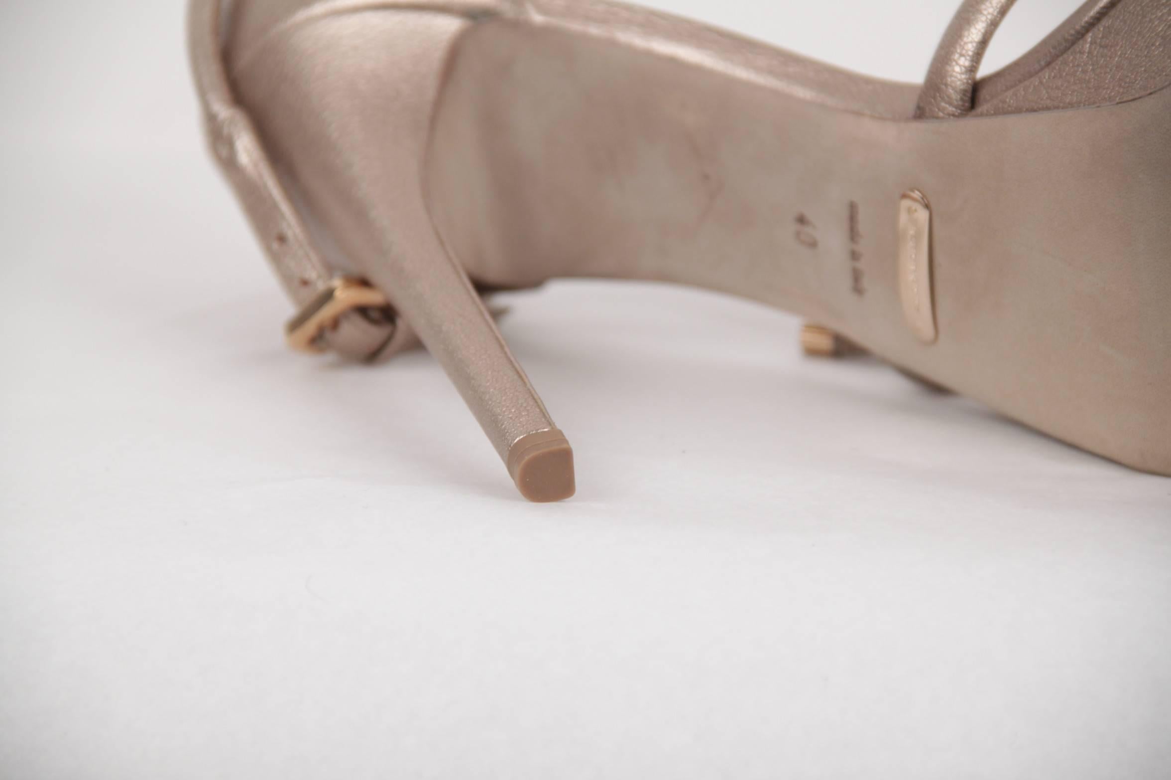 BURBERRY Golden Leather PLATFORM Reigate SANDALS Heels SHOES SZ 40  3