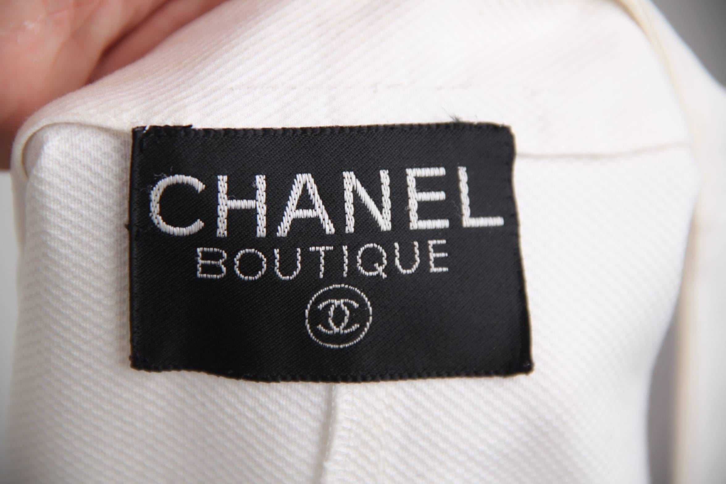 CHANEL BOUTIQUE White DOUBLE BREASTED VEST Waistcoat w/ CC LOGO Buttons 3