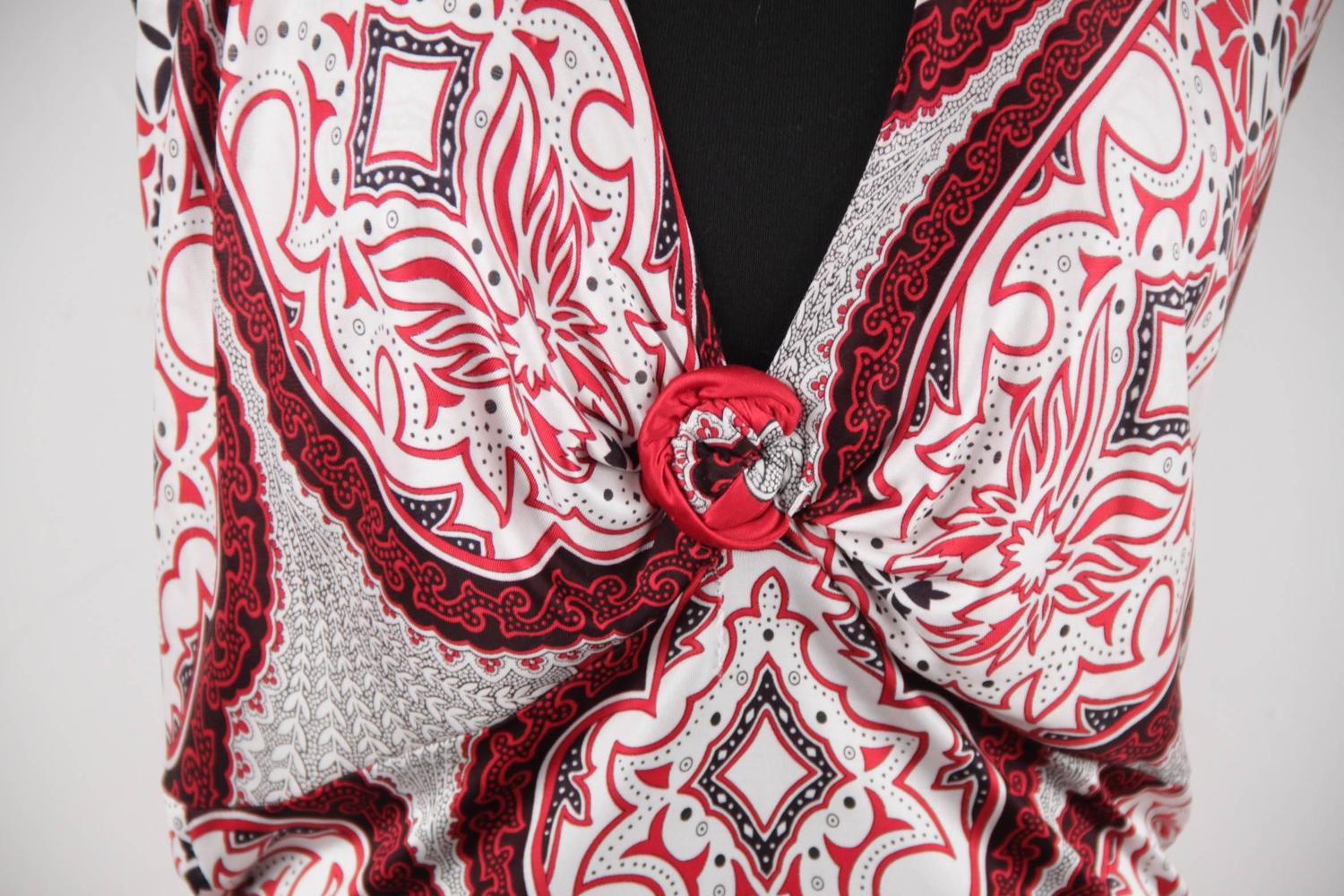 GUCCI Red BANDANA Print Jersey HALTERNECK TOP and Straight SKIRT Set Sz