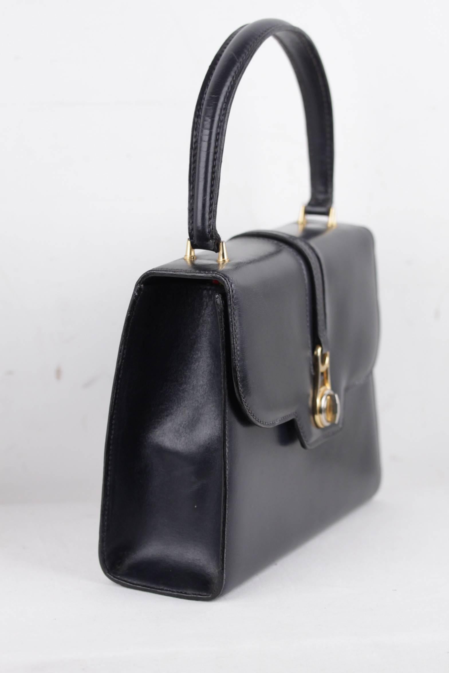 GUCCI Italienisch VINTAGE Marineblau Leder Tote HANDBAG Geldbörse TOP HANDLE BAG Damen