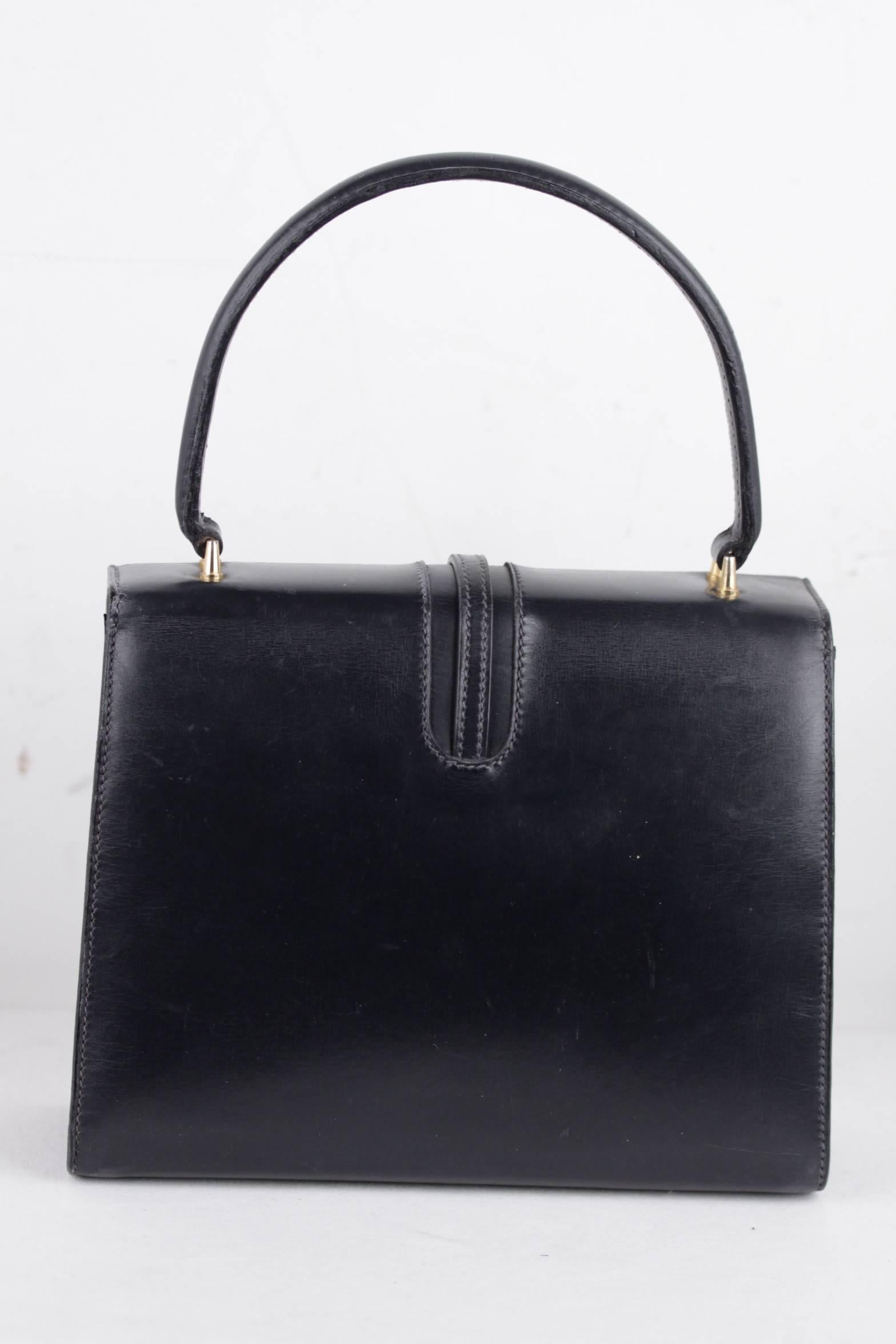 GUCCI Italienisch VINTAGE Marineblau Leder Tote HANDBAG Geldbörse TOP HANDLE BAG 3