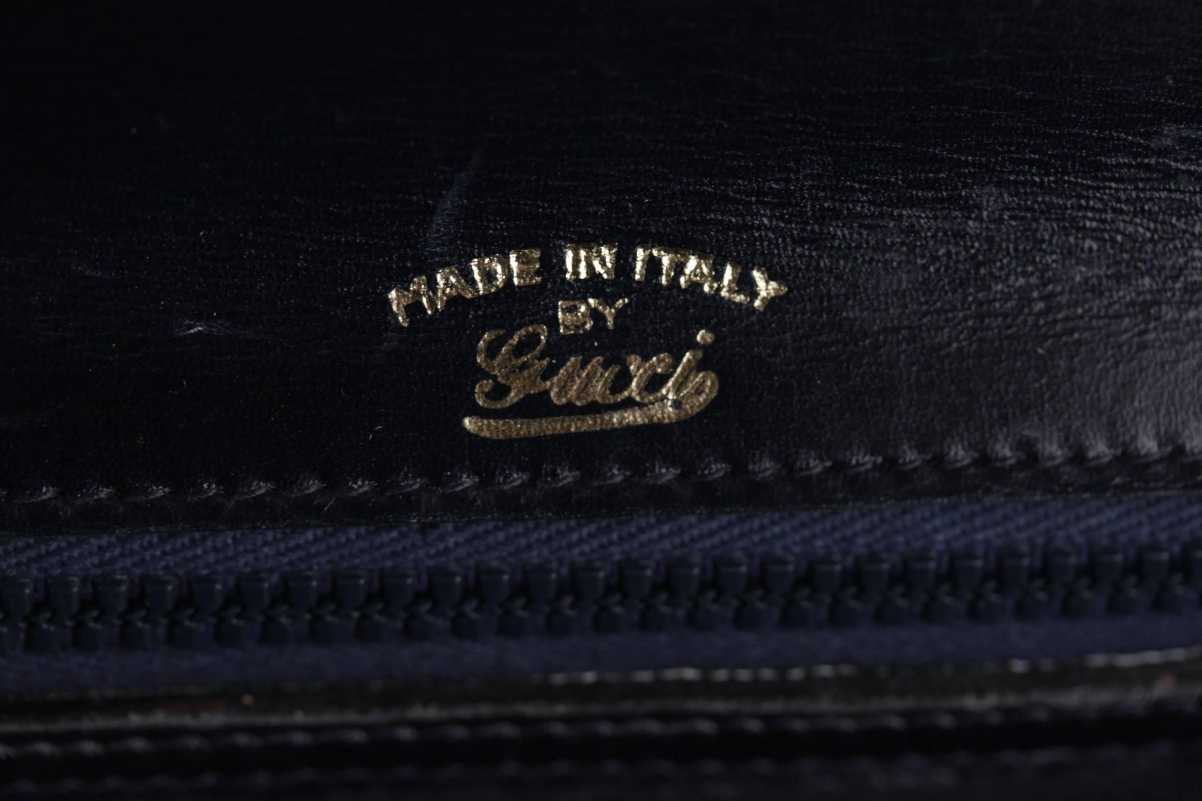 GUCCI Italienisch VINTAGE Marineblau Leder Tote HANDBAG Geldbörse TOP HANDLE BAG 6