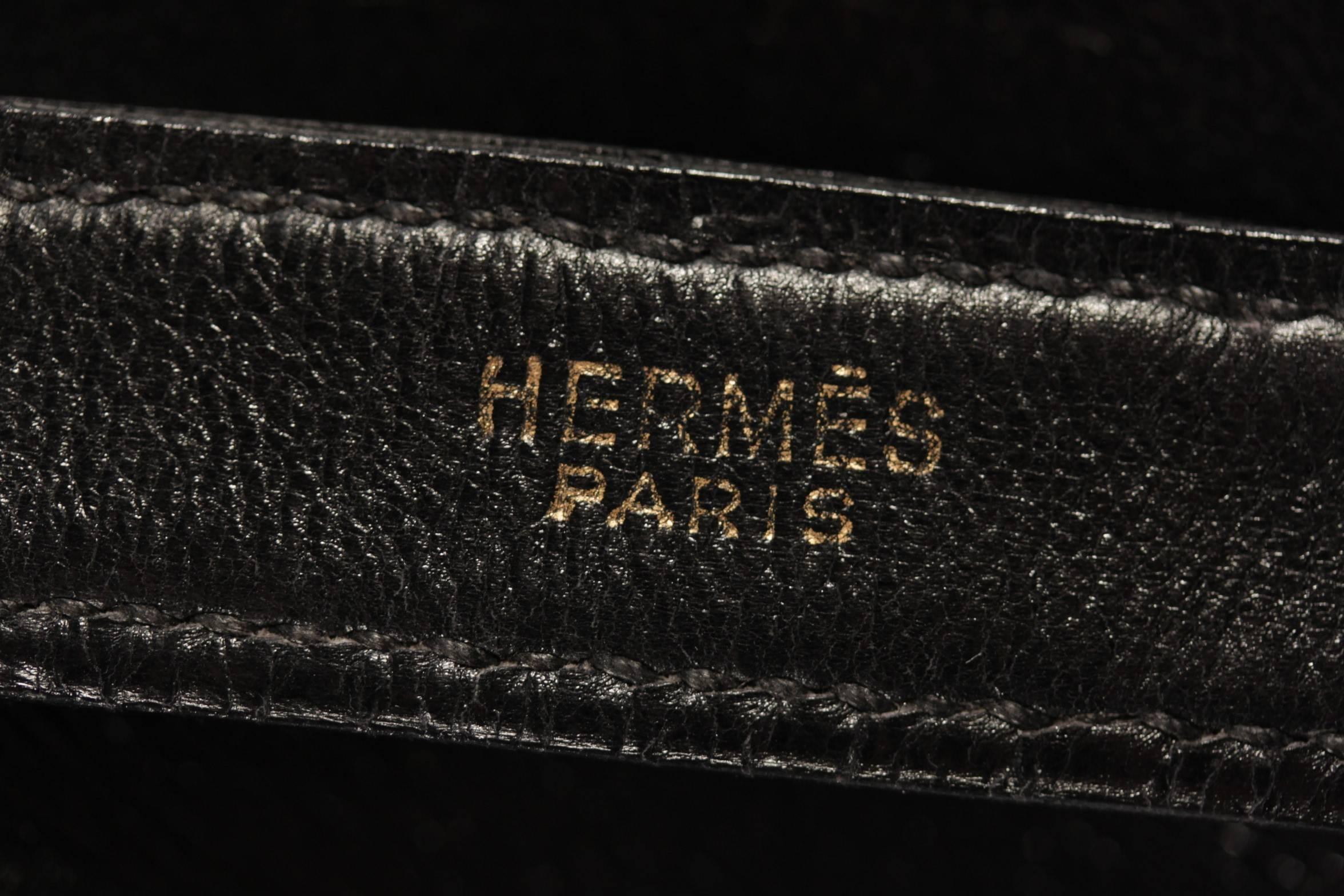 HERMES PARIS Vintage Black Leather TRIM HOBO Tote SHOULDER BAG 3