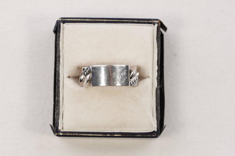 LOUIS VUITTON Silver Plated MONTAIGNE MEN RING Band Size M at 1stdibs