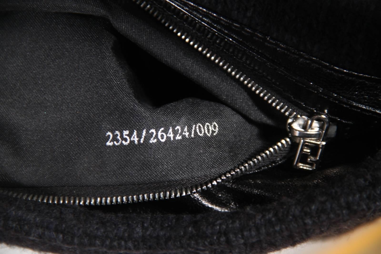 FENDI Italienisch Schwarz CASHMERE Knit BAGUETTE BAG Umhängetasche HANDBAG Geldbörse 5