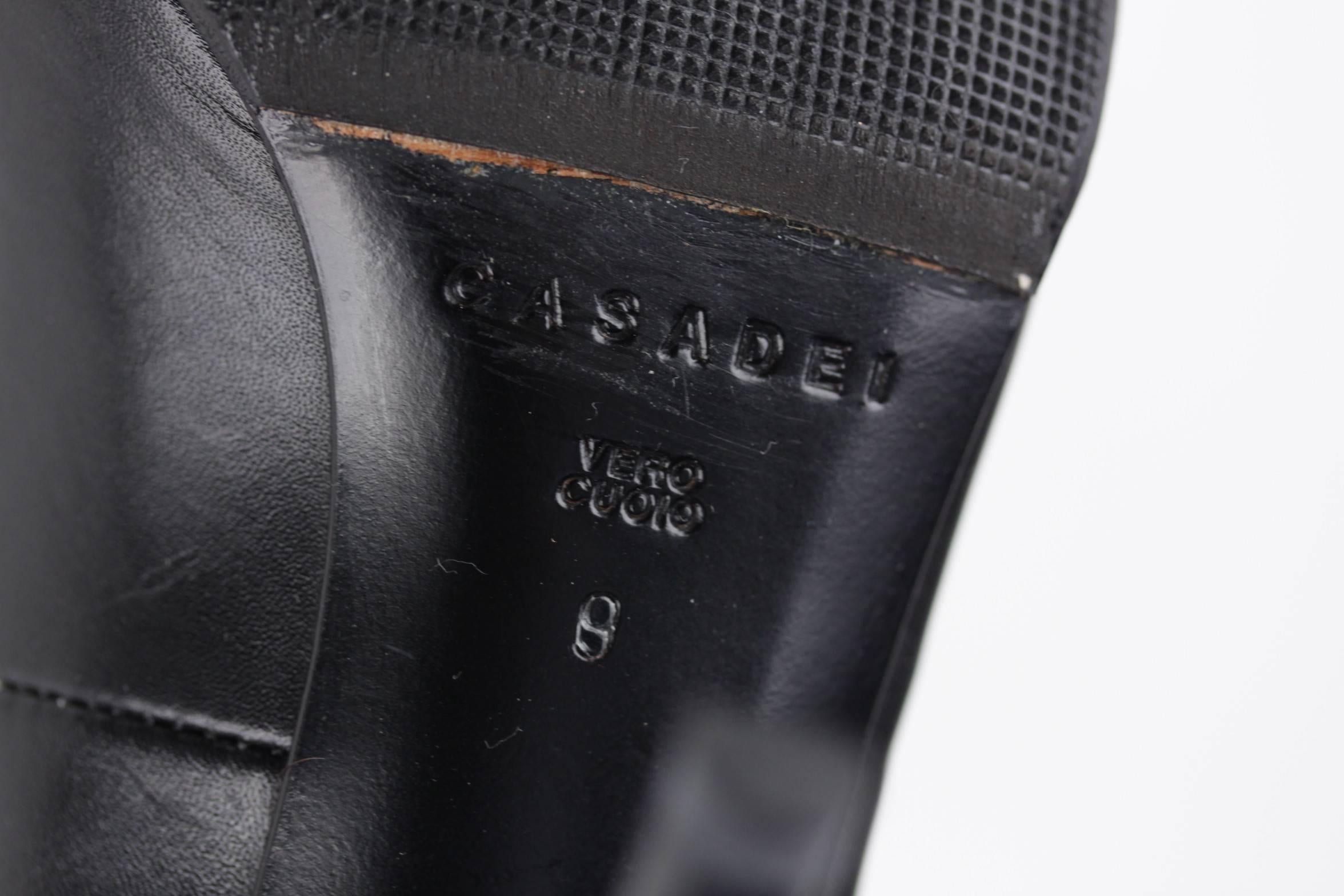 CASADEI Italian Black Leather CLASSIC PUMPS Heels SHOES w/ Zip & Buckles 39 1