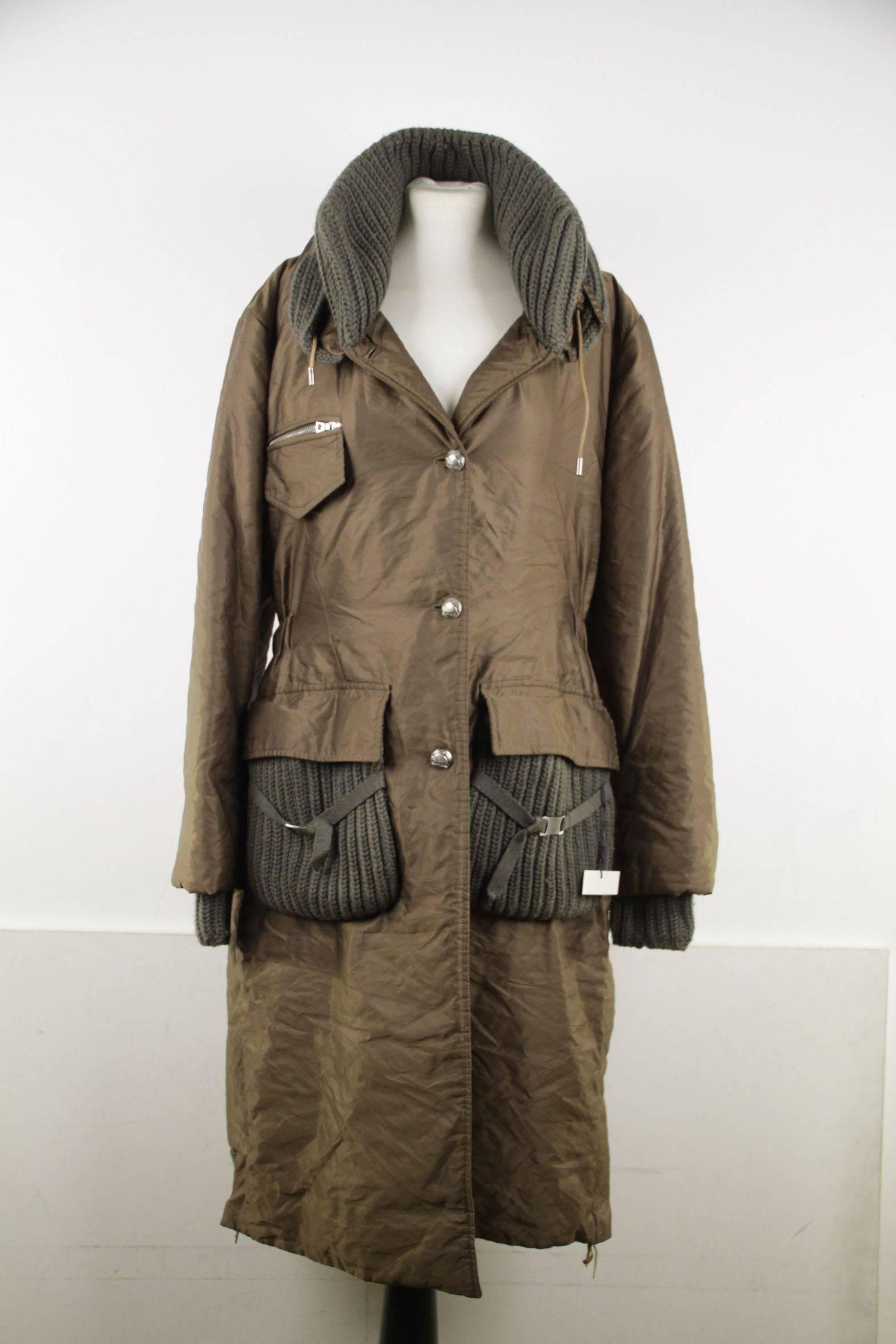 ERMANNO SCERVINO Italian Miltary Green PARKA Coat MID LENGHT JACKET Sz 40 In Good Condition In Rome, Rome