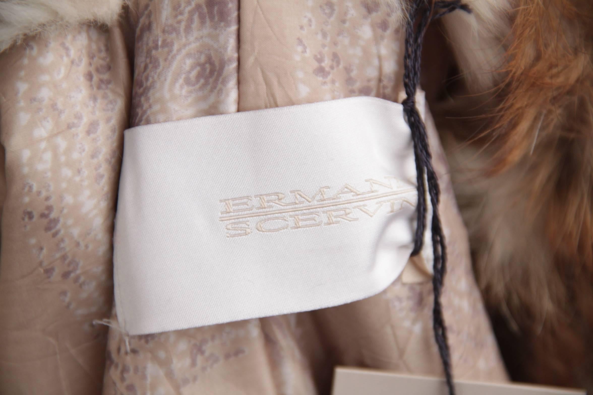 Ermanno Scervino Italian Beige Nylon Coat with Real Fox Fur Trim  5