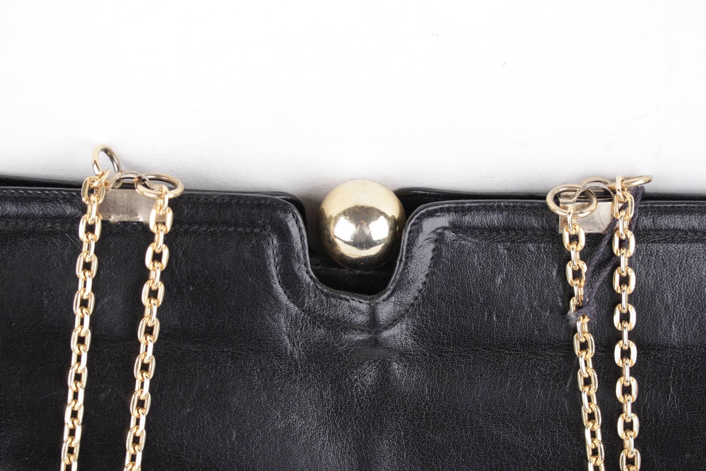 Women's BOTTEGA VENETA Vintage Black Leather CLUTCH Handbag SHOULDER BAG Chain Strap