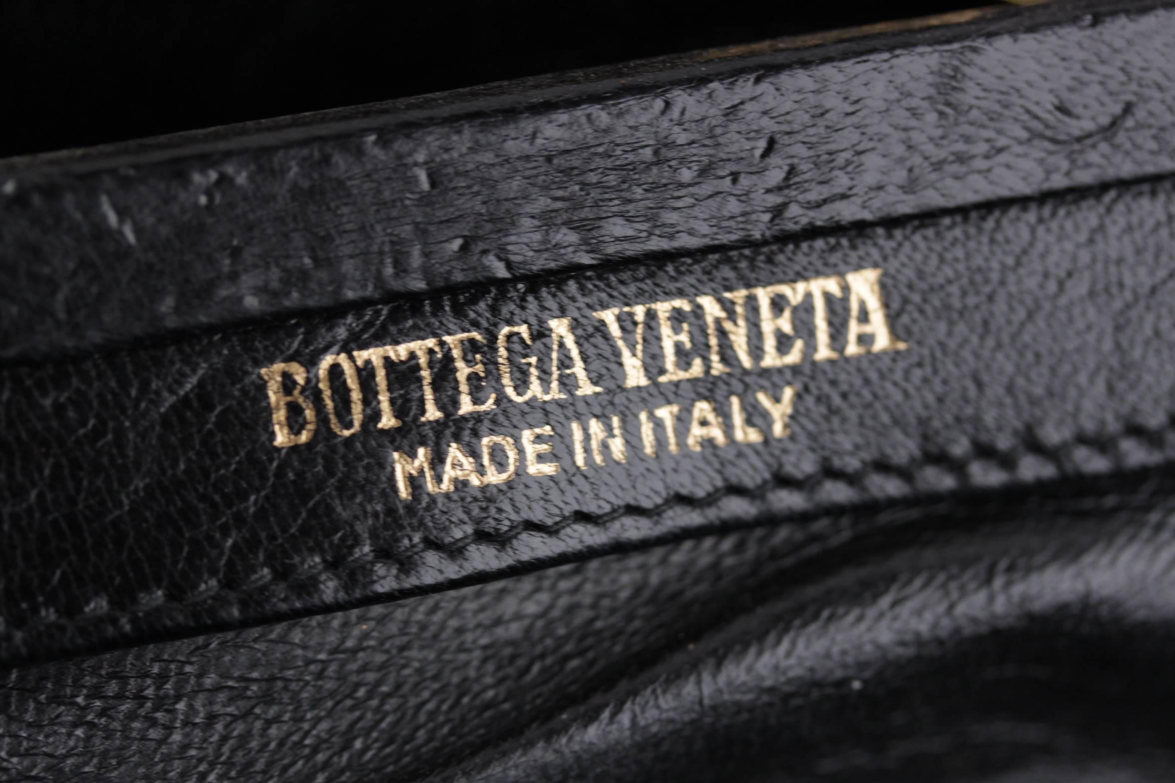 BOTTEGA VENETA Vintage Black Leather CLUTCH Handbag SHOULDER BAG Chain Strap 3