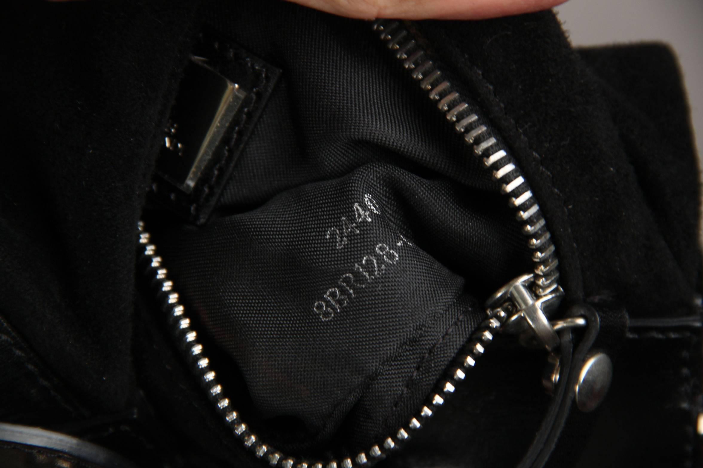 FENDI Italian Black Suede OYSTER BAG Shoulder Bag HOBO Purse w/ STUDS FM 1