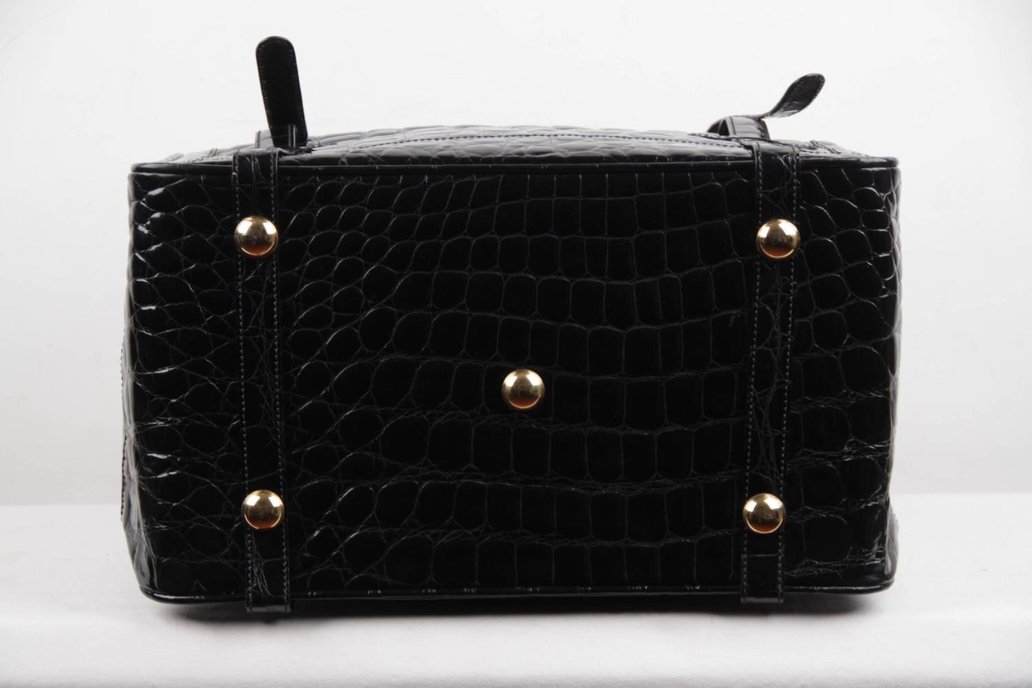 ALDO RAFFA Italian Black EMBOSSED Patent Leather TRAVEL