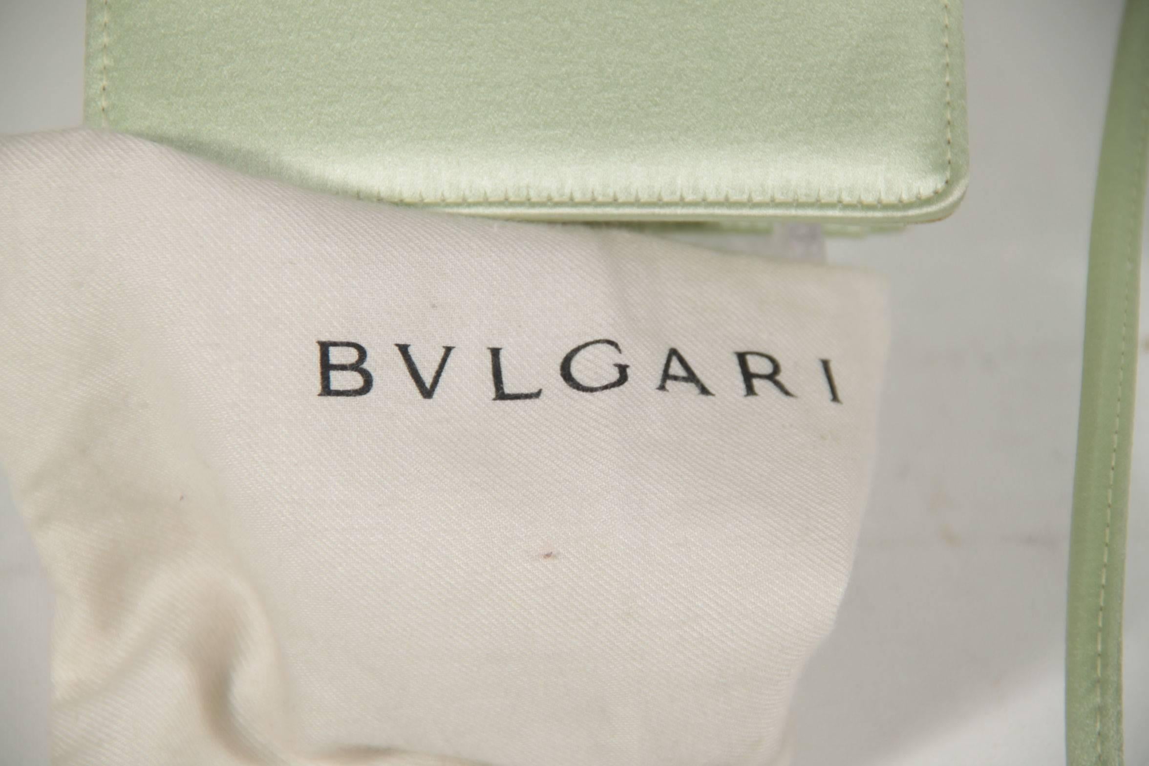 BULGARI BVLGARI Italian Light Green Satin MINI SHOULDER BAG Evening Bag PURSE 3