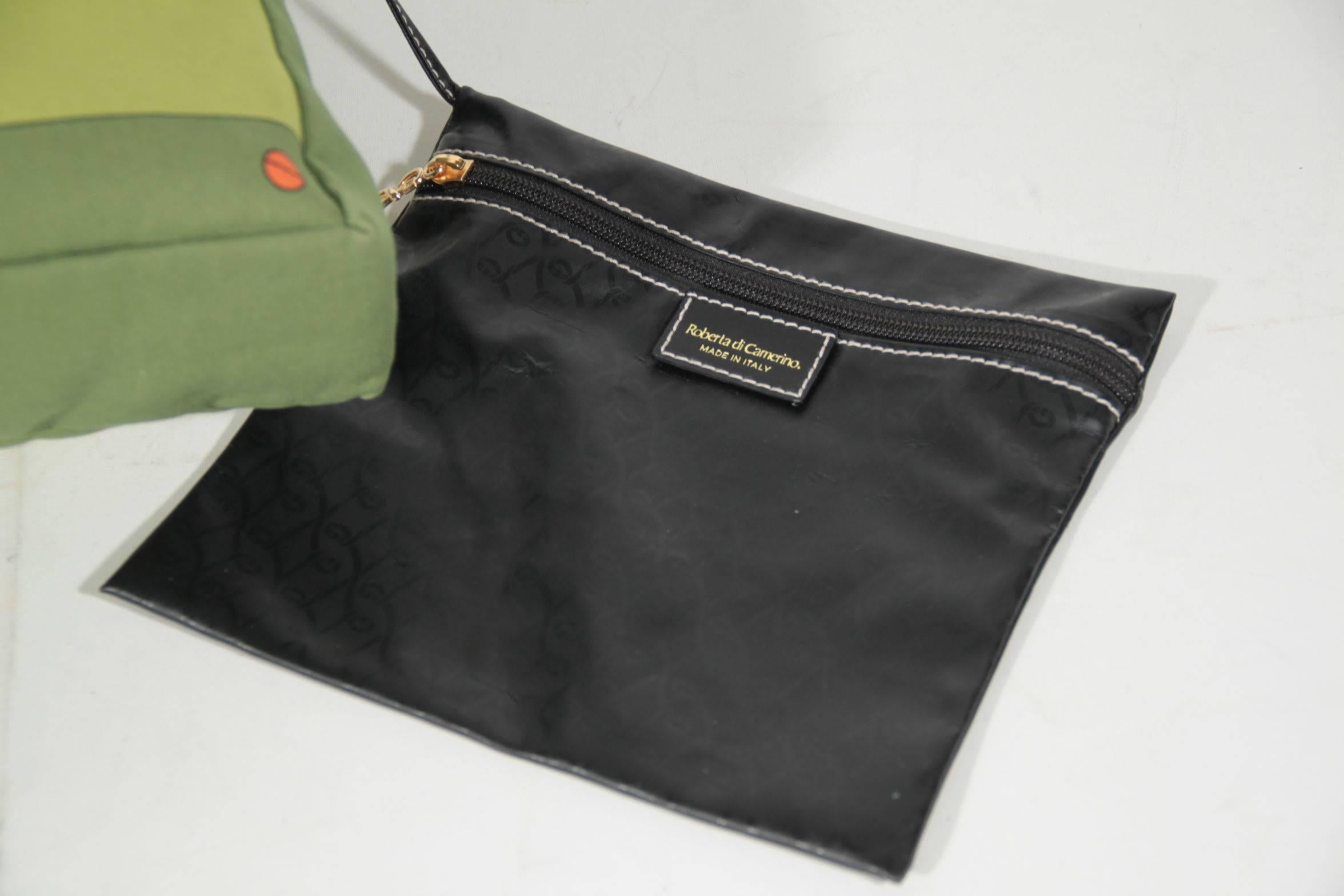 ROBERTA DI CAMERINO Italian Green Canvas LARGE TOTE Shoulder Bag 3