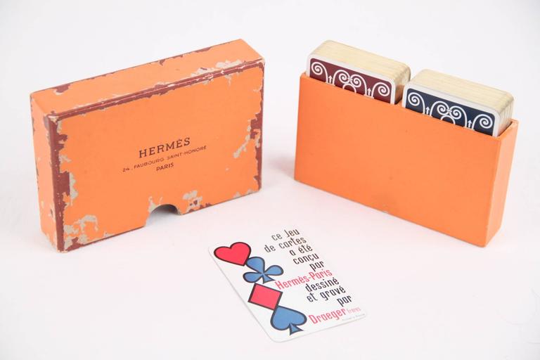 Authentic HERMES Vintage 2 Decks FRENCH PLAYING cards draeger freres w/ box