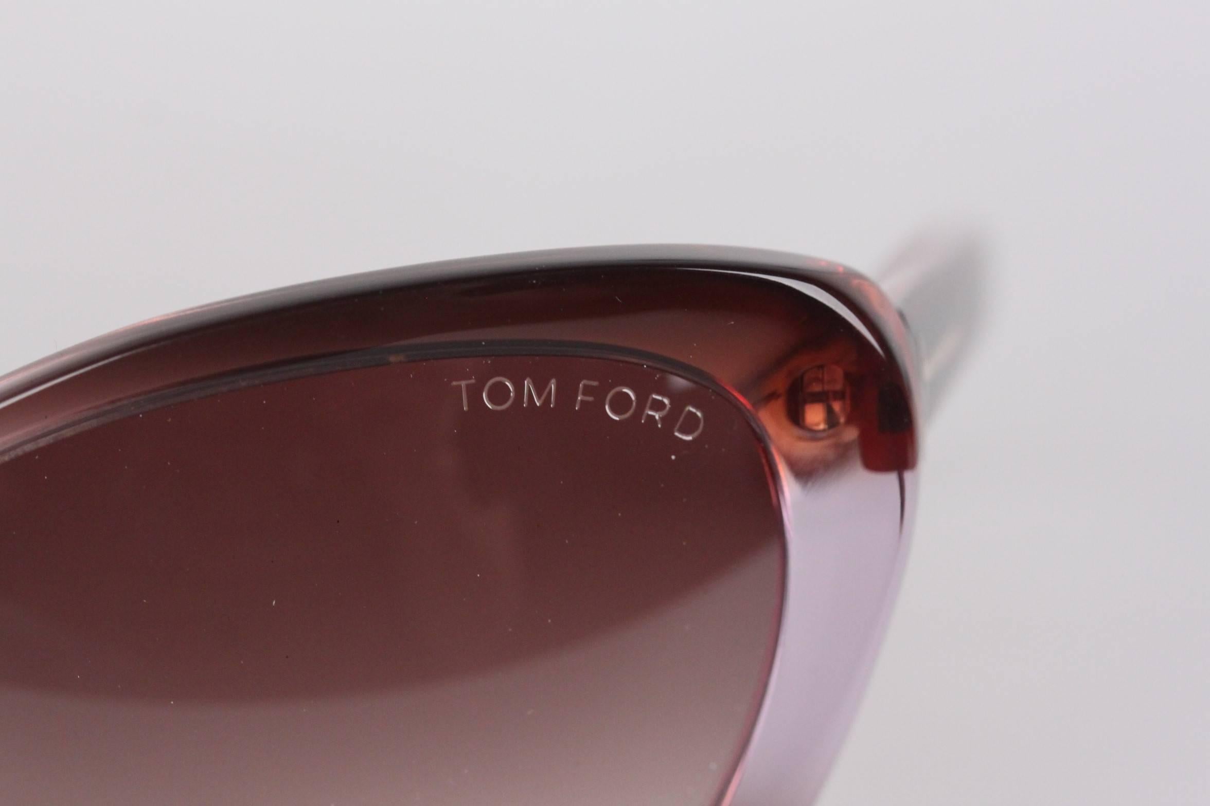 Brown TOM FORD Eyewear MADISON TF 253 50X 63mm Cat Eye SUNGLASSES w/ CASE