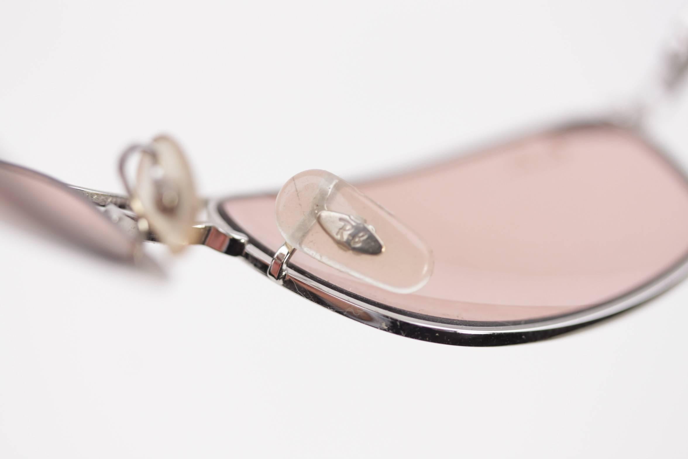 RAY-BAN Silver Metal MINT unisex SUNGLASSES RB3132 003/50 54mm Pink Lens In Excellent Condition In Rome, Rome