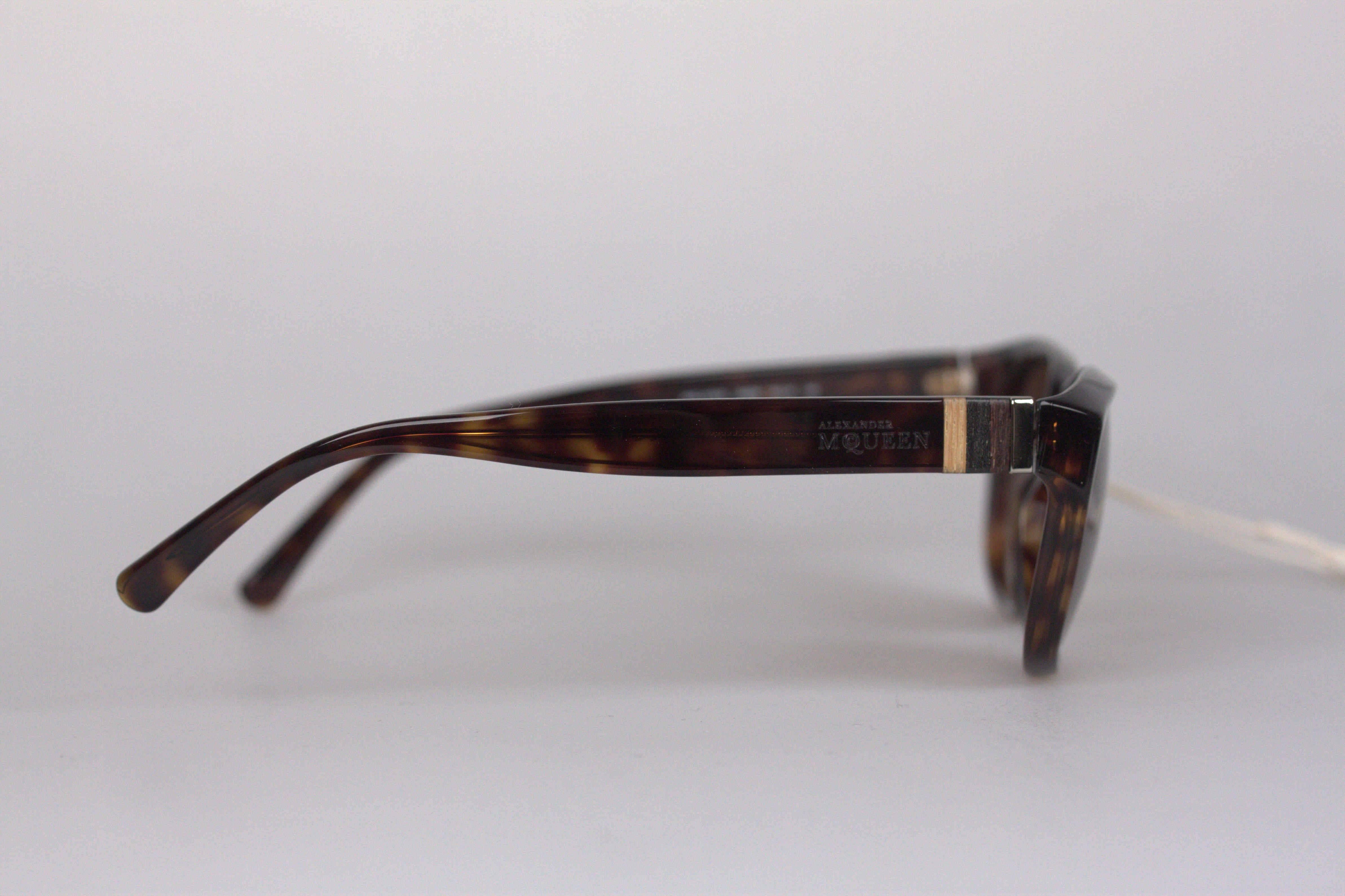 ALEXANDER MCQUEEN Sunglasses AMQ 4168/S 56mm w/ WOOD Detail 2