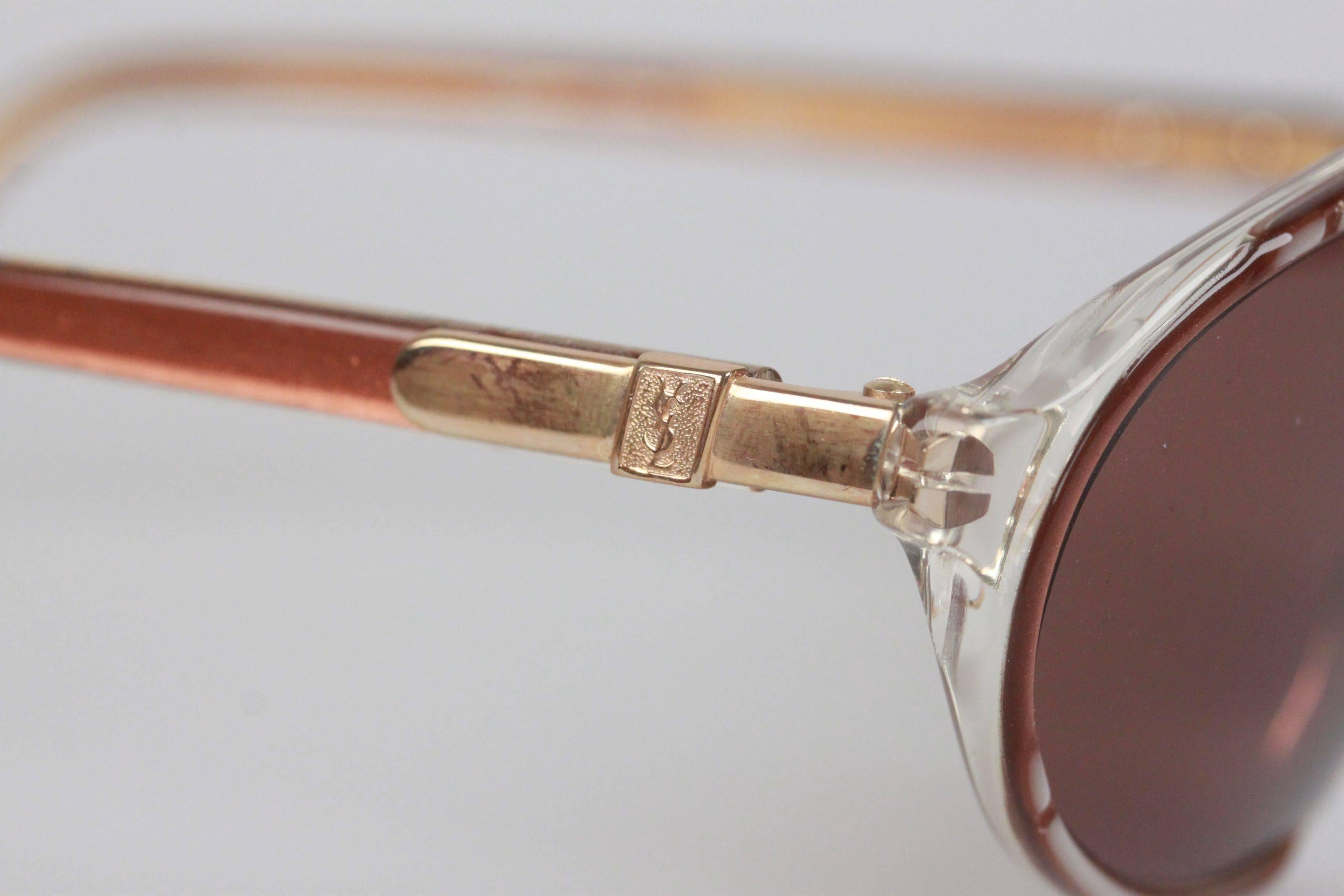 YVES SAINT LAURENT Vintage MINT Brown SUNGLASSES HERE 481 58-14mm In New Condition In Rome, Rome
