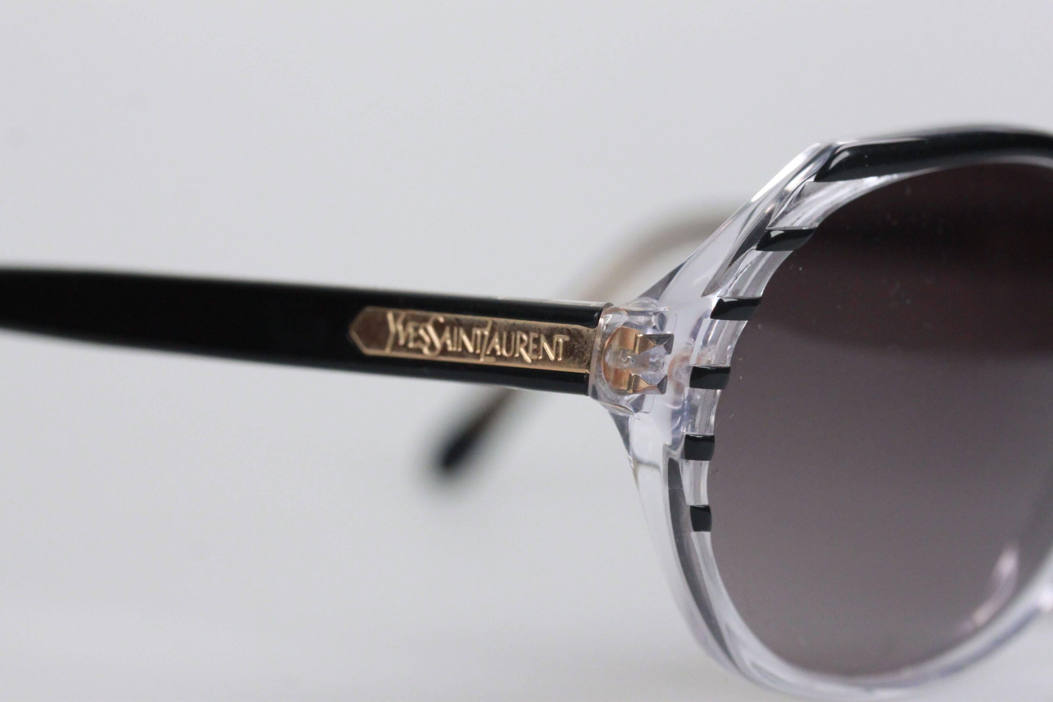 YVES SAINT LAURENT Vintage MINT Black Sunglasses CARISTE 2 58-16mm In New Condition In Rome, Rome