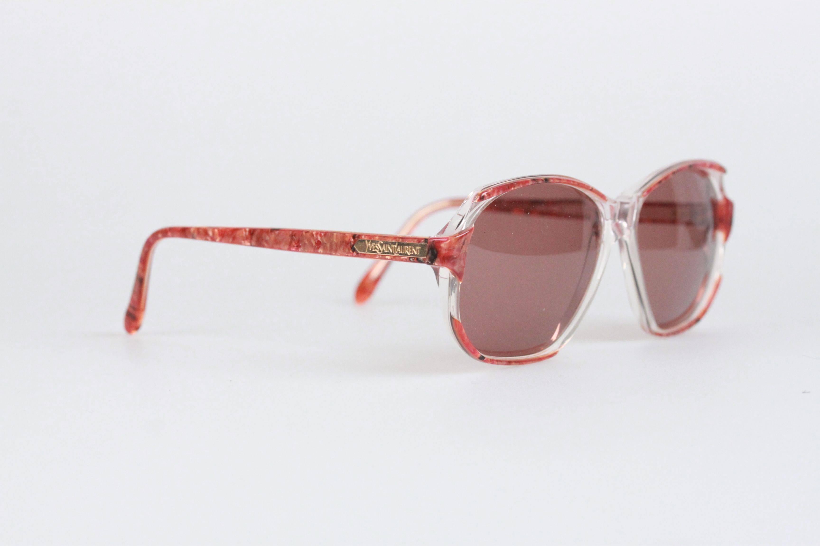 YVES SAINT LAURENT Vintage Marbled RED MINT Sunglasses NAXOS 825 56mm In New Condition In Rome, Rome
