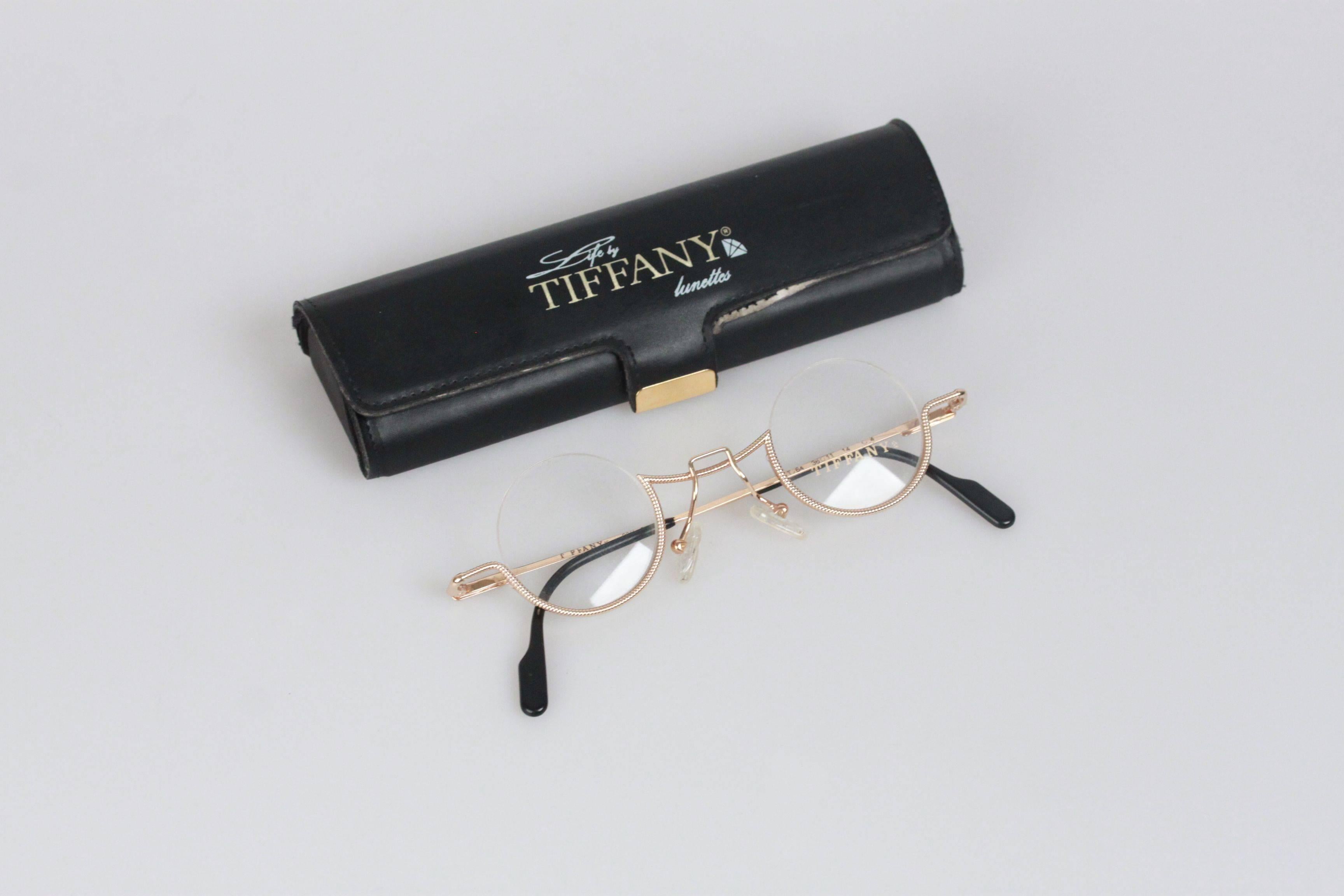 TIFFANY & Co. VINTAGE RARE Round Eyeglasses T64 23K Gold 37/11 3