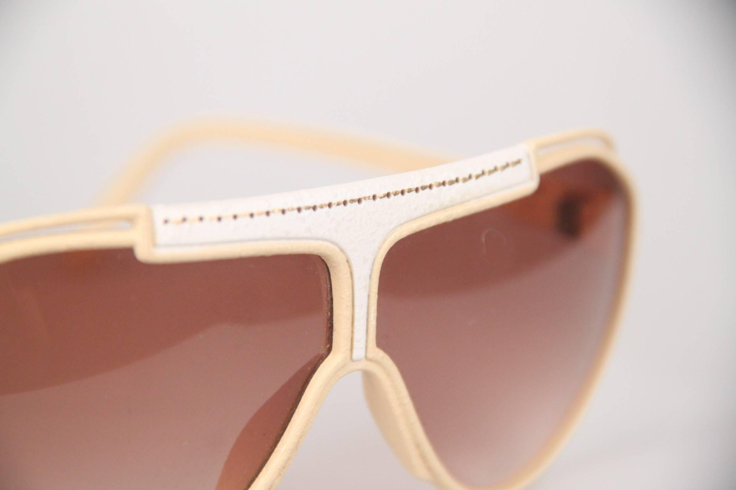 Yves Saint Laurent Vintage Mint Sunglasses Tan Leather Aviator 8359 Y90 1
