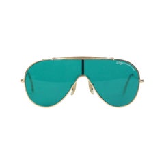 RAY-BAN Bausch and Lomb Vintage Gold metal WINGS One Piece Shield SUNGLASSES  For Sale at 1stDibs