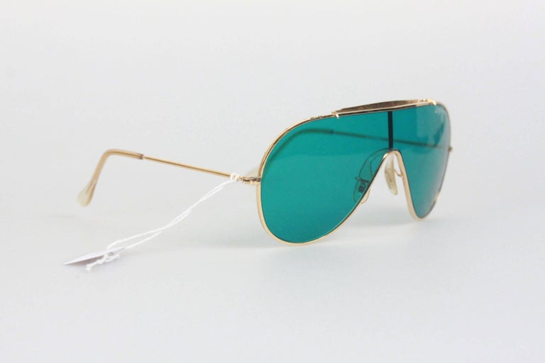 RAY-BAN Bausch and Lomb Vintage Gold metal WINGS One Piece Shield