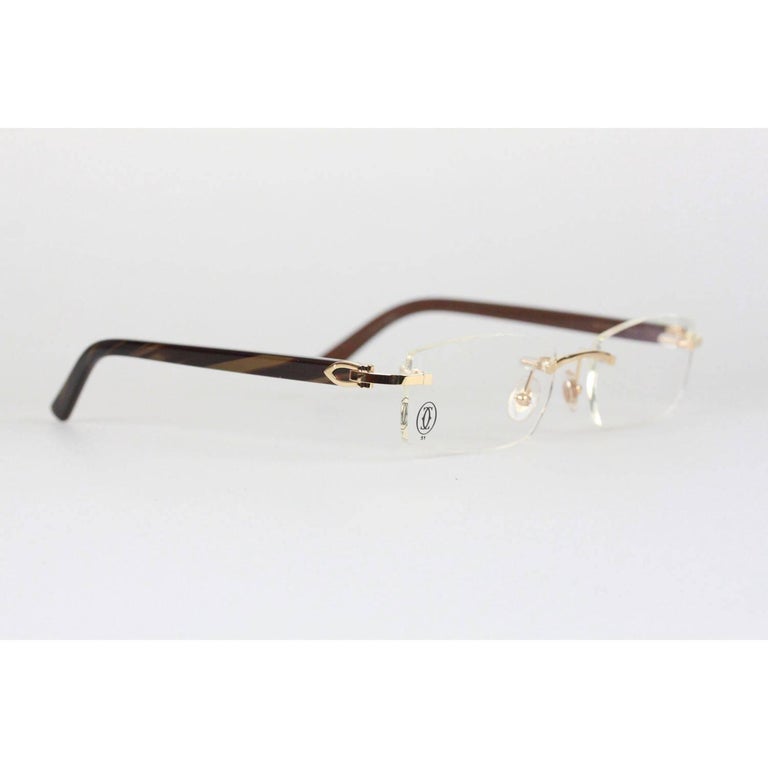 Cartier Paris Rectangular Rimless Eyeglasses C Decor Optical With