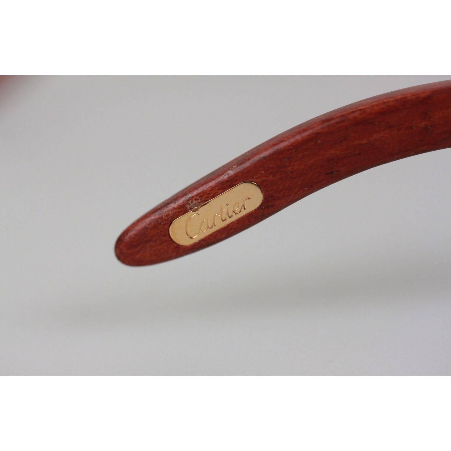 CARTIER Paris GIVERNY Palisander ROSEWOOD Rare Gold Sunglasses 53-22 135B NOS In New Condition In Rome, Rome