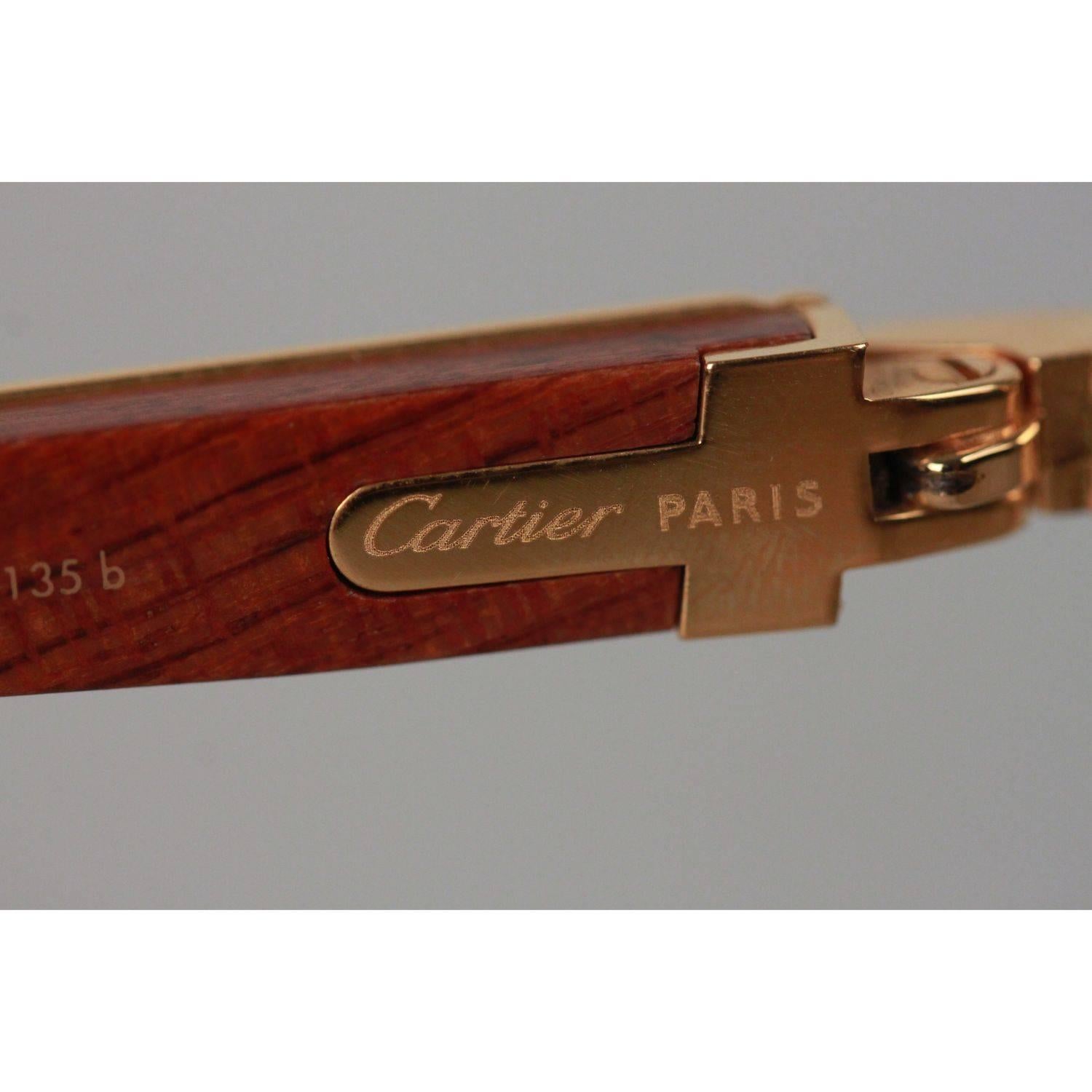 CARTIER Paris GIVERNY Palisander ROSEWOOD Rare Gold Sunglasses 53-22 135B NOS 2