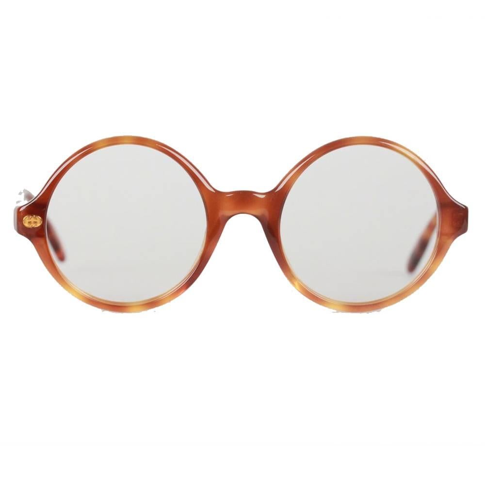 Gucci Vintage Brown Mint Round Frame GG Eyeglasses 