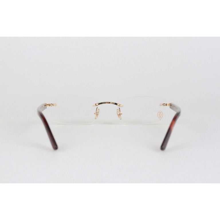CARTIER PARIS Rectangular RIMLESS Eyeglasses C DECOR 51mm 140 OPTICAL ...