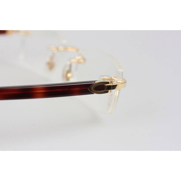 Cartier Paris Rectangular Rimless Eyeglasses C Decor 51mm 140