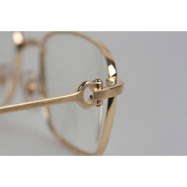 Cartier Paris Gold Rectangular Frame Eyeglasses T8100455 56mm 140 NOS