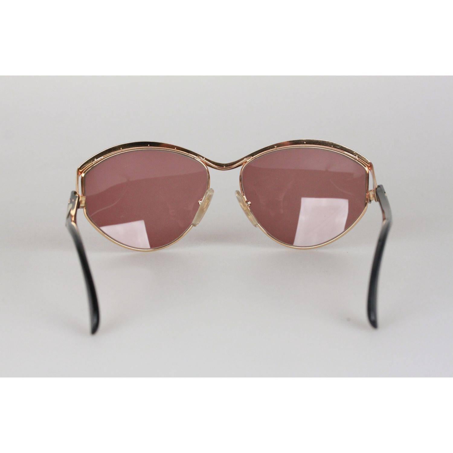 TED LAPIDUS Vintage Gold OVERSIZED Sunglasses with Rhinestones TL 3301 NOS 3