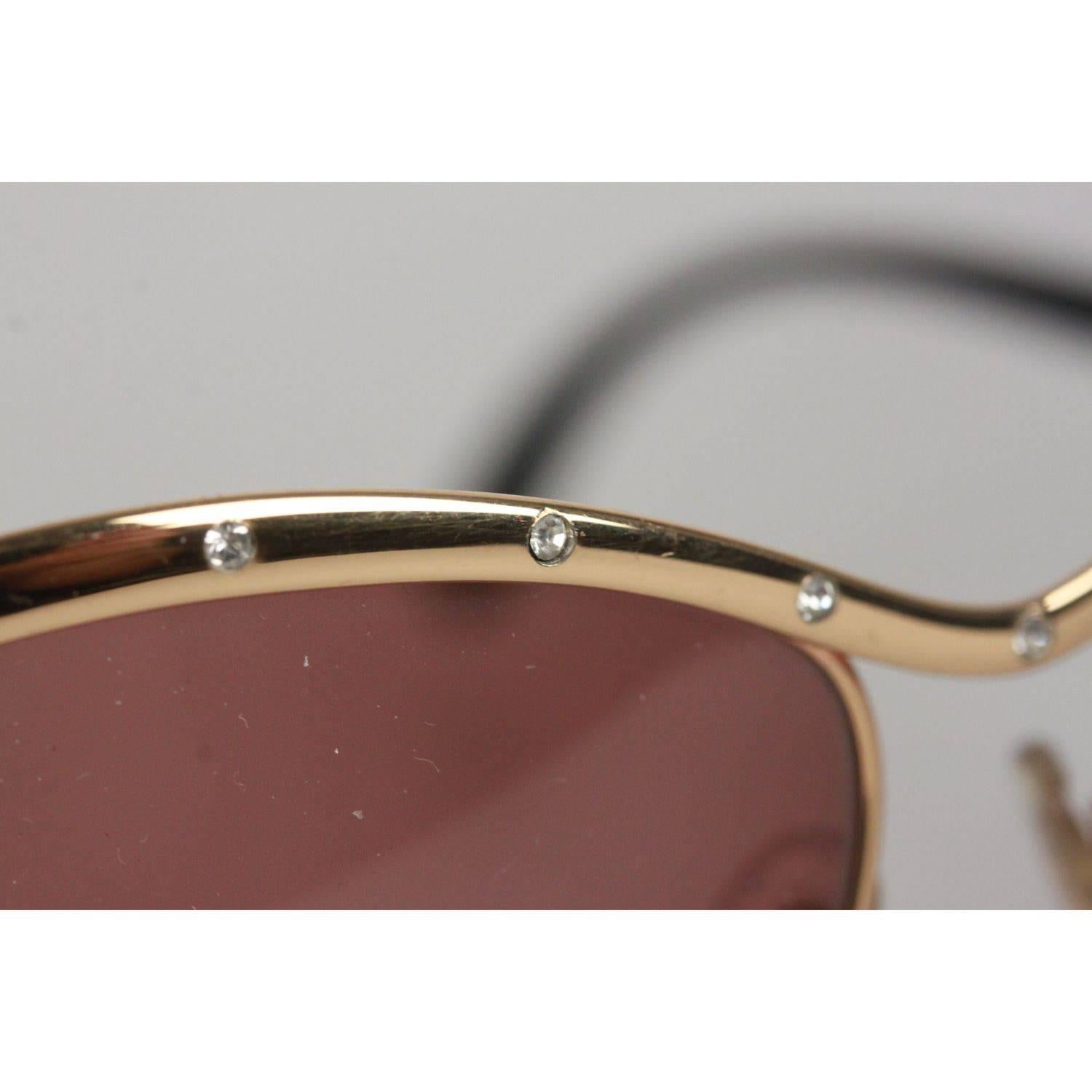 TED LAPIDUS Vintage Gold OVERSIZED Sunglasses with Rhinestones TL 3301 NOS 1