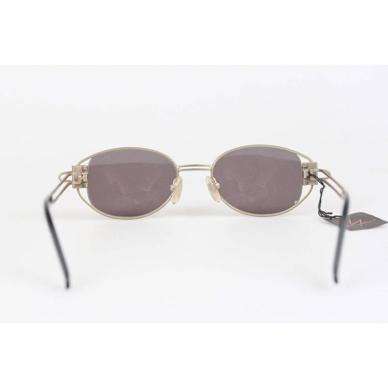 YOHJI YAMAMOTO Vintage 90s Clip Oval Gold SUNGLASSES 52-4103 Japan