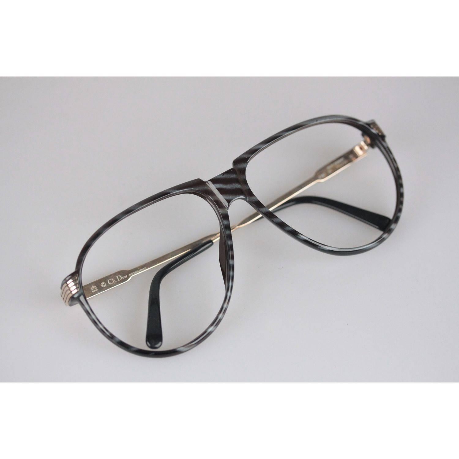 Christian Dior Monsieur Vintage Black Striped Frame Eyeglasses 2266 60mm 135 NOS 3