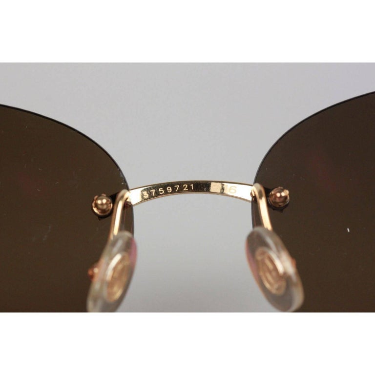 CARTIER Paris Rimless Gold Havana Sunglasses T8200549 58mm 135 NOS